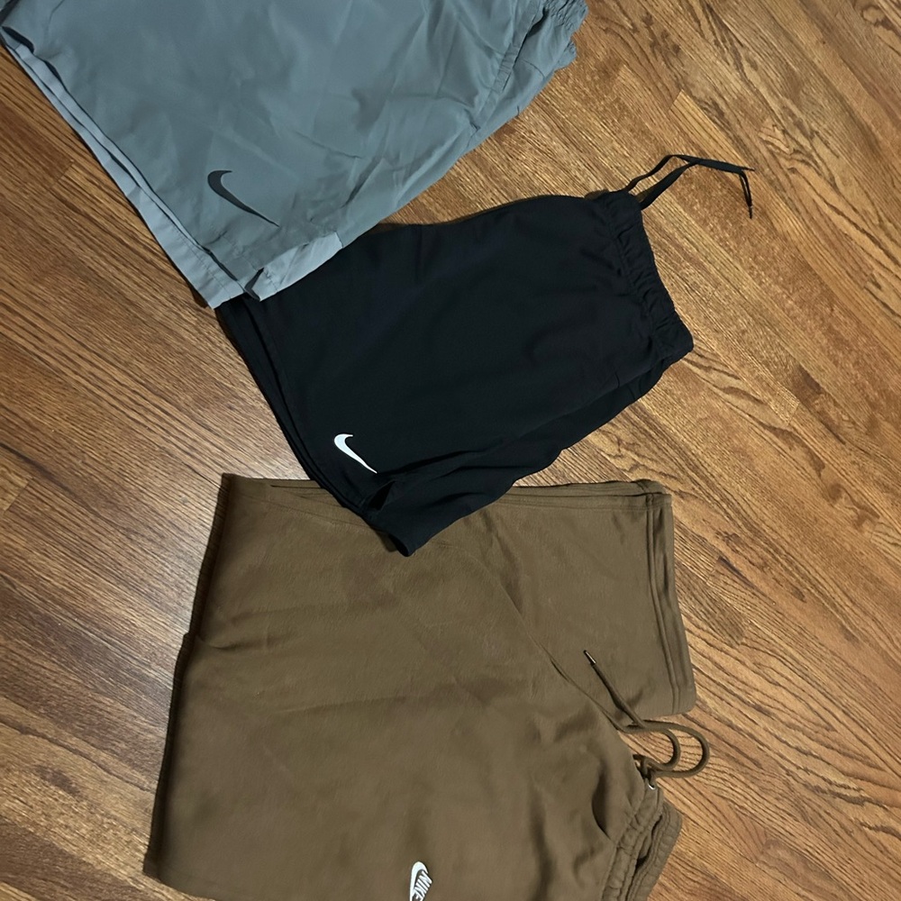 Nike Men's Athletic Shorts Trio - Black, Olive, Light Gray